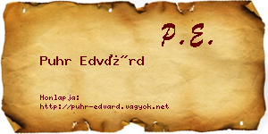 Puhr Edvárd névjegykártya